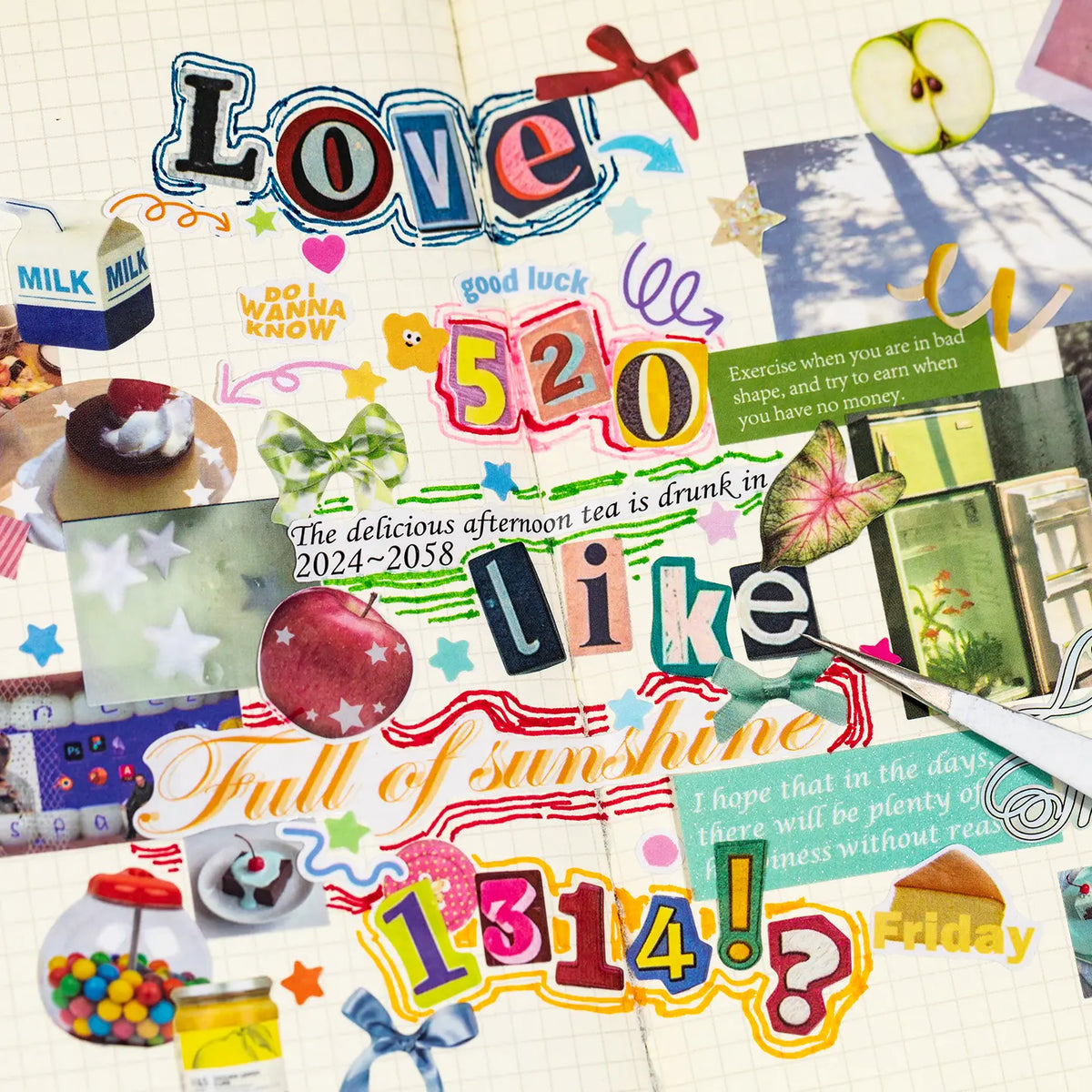 Paper-Based Sticker Book with Popular Elements - 30 Sheets, 1800+ Stickers (Icons, Letters, Numbers, Animals, Food, Fruits, Plants) for DIY Scrapbooking, Decoration, Scrapbook Supplies