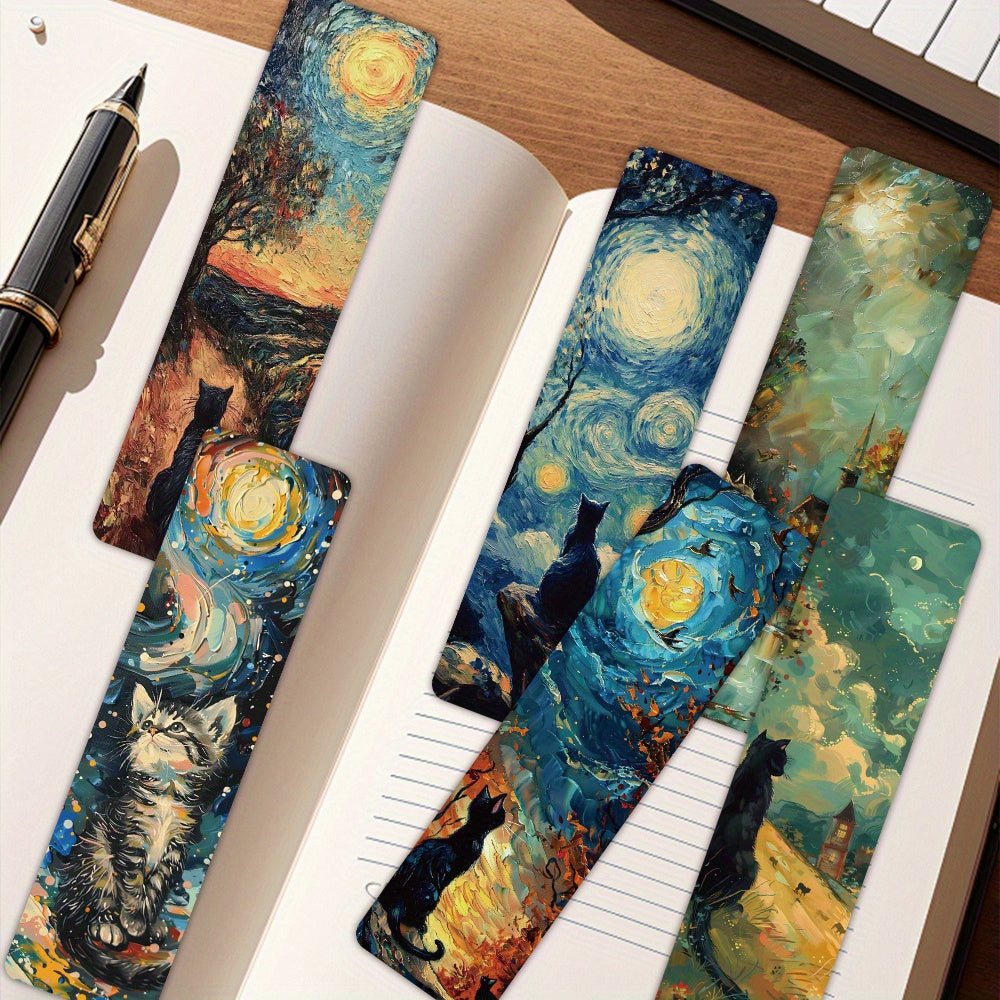 30pcs oil painting cats themed non-repeating delicate bookmarks for holiday gift Back to school book decorative cards reading label Stationery Gifts for Book Club Reader Writers Book Lovers Students