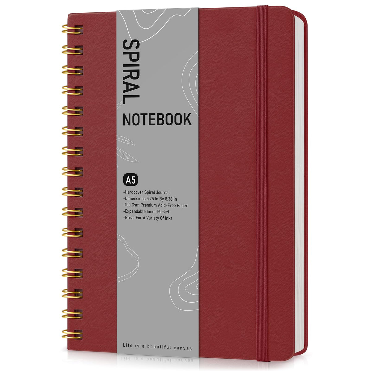 Lined Spiral Journal Notebook, A5 Hardcover Spiral Journals for Women Men, 150 Numbered Pages Spiral Bound Notebook, 100 GSM College Ruled Notebooks for Work, Note Taking 5.75" x 8.38", Olive Green
