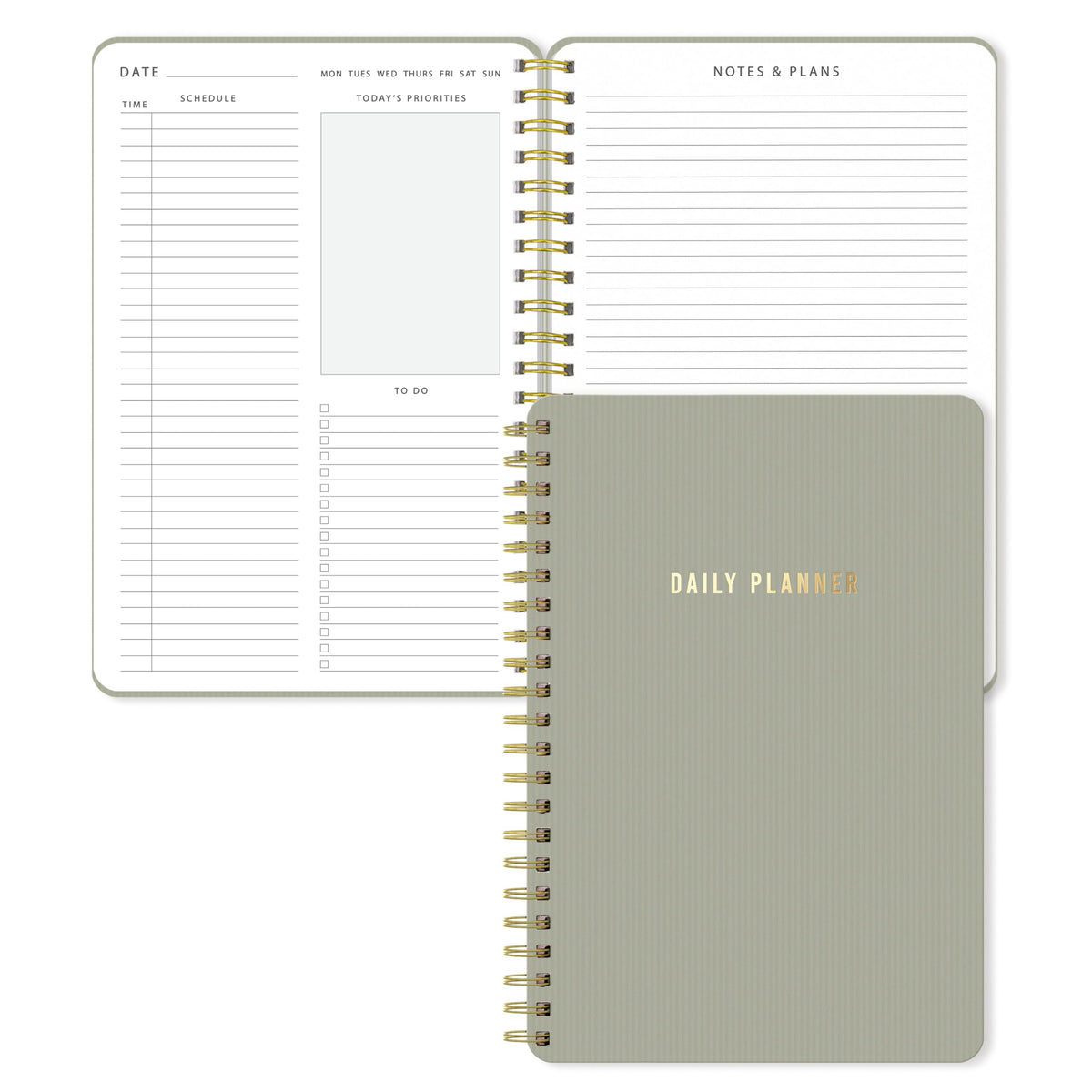 Sweetzer & Orange Daily Planner Notebook – Undated Two-Page Daily Layout with Hourly Schedule, To-Do List, Priorities, and Notes – 6.5" x 9.5" Spiral Bound Productivity Organizer – 160 Pages