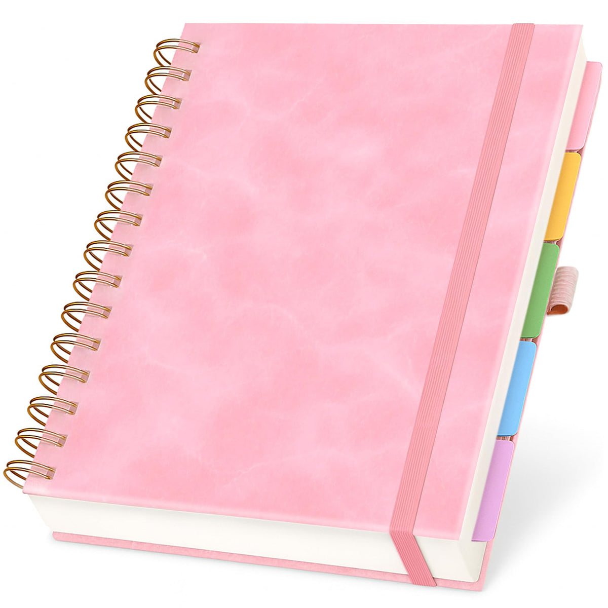 Hardcover Lined Spiral Notebook with Removable Dividers Leather Bound Black