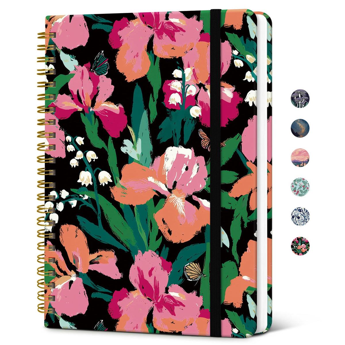Taja Lined Spiral Journal Notebook for Women, Pretty College Ruled Notebook for Work & Note Taking, A5 Hardcover Journal for Writing, Cute Aesthetic 140 Pages, Butterfly