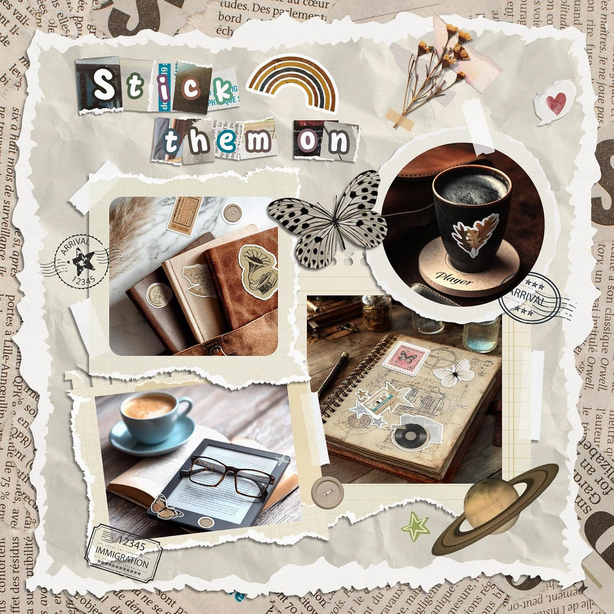300 Pcs Vintage Stickers, Junk Journal Supplies, Cute Stickers for Journaling Supplies, Junk Journal Supplies, DIY Paper Crafts, Water Bottle Laptop Computer