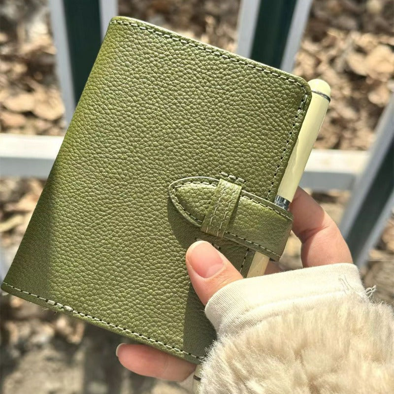 Olive Green M5 Loose Leaf Ledger with Faux Leather Cover & Golden Spiral Binding - 180° Flat Layout, Thickened Durable Pages, Replaceable Inner Pages for Journals, Planners, Notebooks - Portable Organizer for Professionals, Students, Travelers - Stylish &