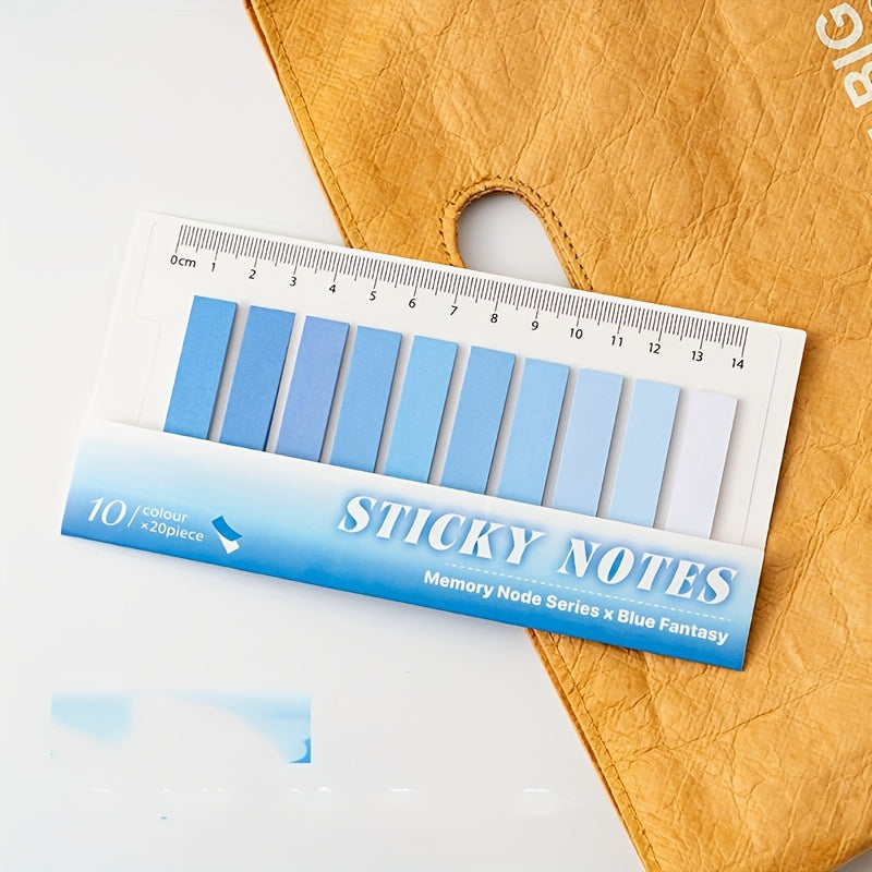 Colorful Index Sticky Notes, Writable Marking Stickers, High-Value Classification Labels, Ins-Style Sticky Notes with Loose-Leaf Ruler