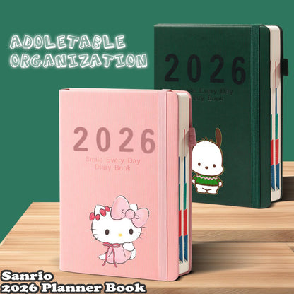 Sanrio 2026 Planner Notebook - 400-Page A5 Size with Full Year Calendar, Monthly/Weekly/Daily Scheduling, Elastic Closure & Sanrio Character Designs (Cute Anime Styles) for Bullet Journaling, Planners for s - 2026 Planner Gift Idea