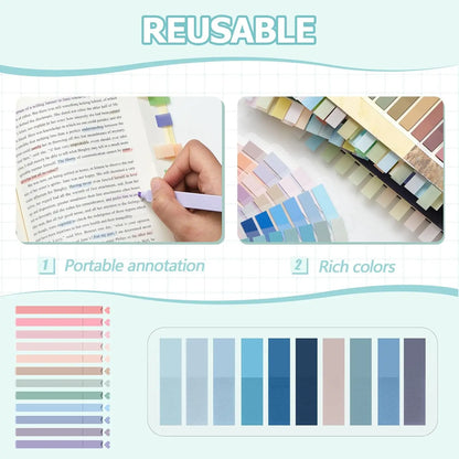 Synthetic High-Count Large Book Annotation Set - 1800 Sticky Note Index Tabs, 12 Morandi Pastel Aesthetic Highlighters, Page Flags for School Office File Classification