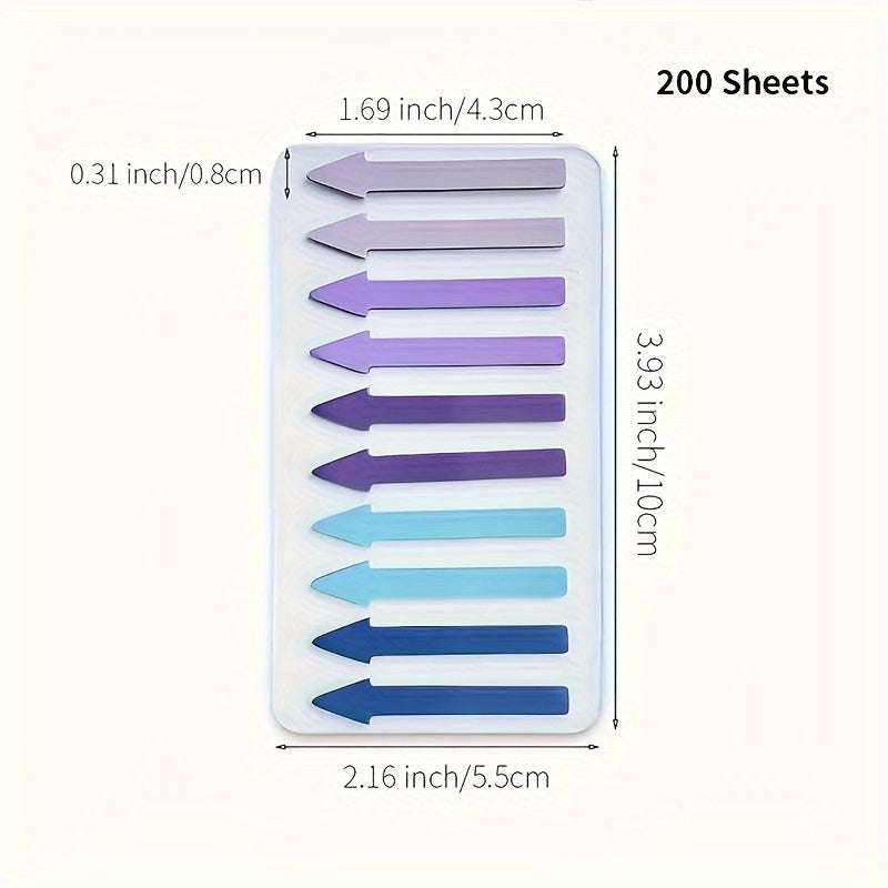 200 Sheets of New Colored Pointed Index Stickers Morandi Transparent Sticky Notes Reading Index Stickers Student Arrow Marking Stickers