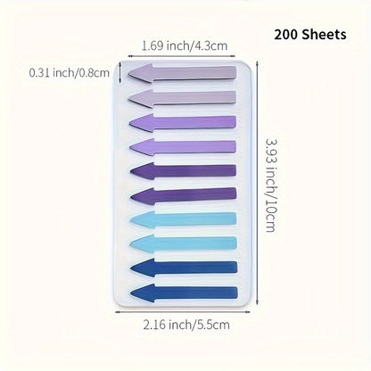 200 Sheets of New Colored Pointed Index Stickers Morandi Transparent Sticky Notes Reading Index Stickers Student Arrow Marking Stickers