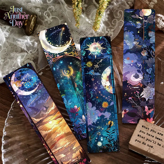 24PCS Stained Glass Style Art Bookmarks, Celestial & Floral Paper Bookmarks for Students, Colorful Decorative Cards for Novels, Textbooks, Reading Markers & Gifts