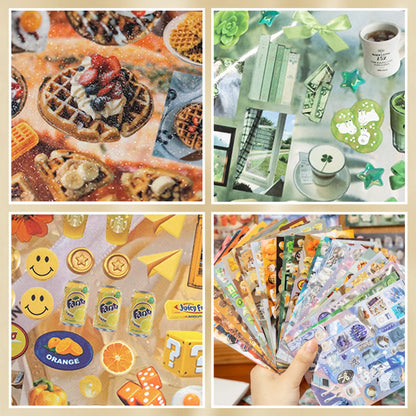 1400+ Pcs Aesthetic Hardcover Sticker Book (Single or Bundle) - Dreamcore, Foodie Cute Stickers for Adult, Student Back to School, 9 Glossy, 9 Fine Sand, 12 Matte Adhesive Decals for Scrapbook Supplies, Laptop Customization