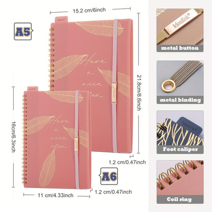 1pc/4pcs, A5/A6, 160Pages, Coil Spiral Notebook, PP Study Planner, Multi-Color Journal, Budget Book, Stationery, Teacher Supplies, Office Supplies, Back to School