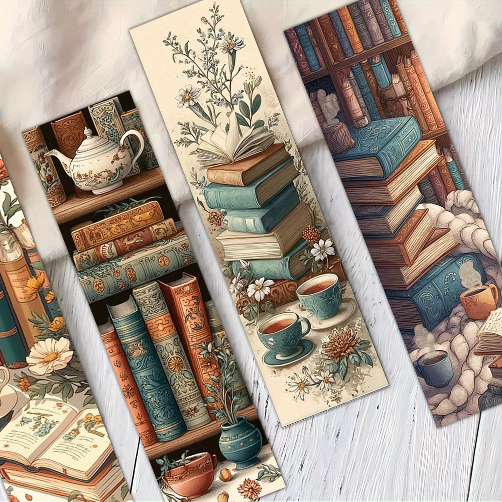 A Set of 32 Vintage Book-Themed Bookmarks, Featuring a Retro Coffee And Teapot Design That Adds a Lively Touch to Your Pages. Each Bookmark Is Unique And Beautifully Crafted