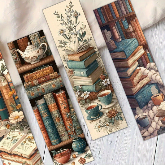 A Set of 32 Vintage Book-Themed Bookmarks, Featuring a Retro Coffee And Teapot Design That Adds a Lively Touch to Your Pages. Each Bookmark Is Unique And Beautifully Crafted