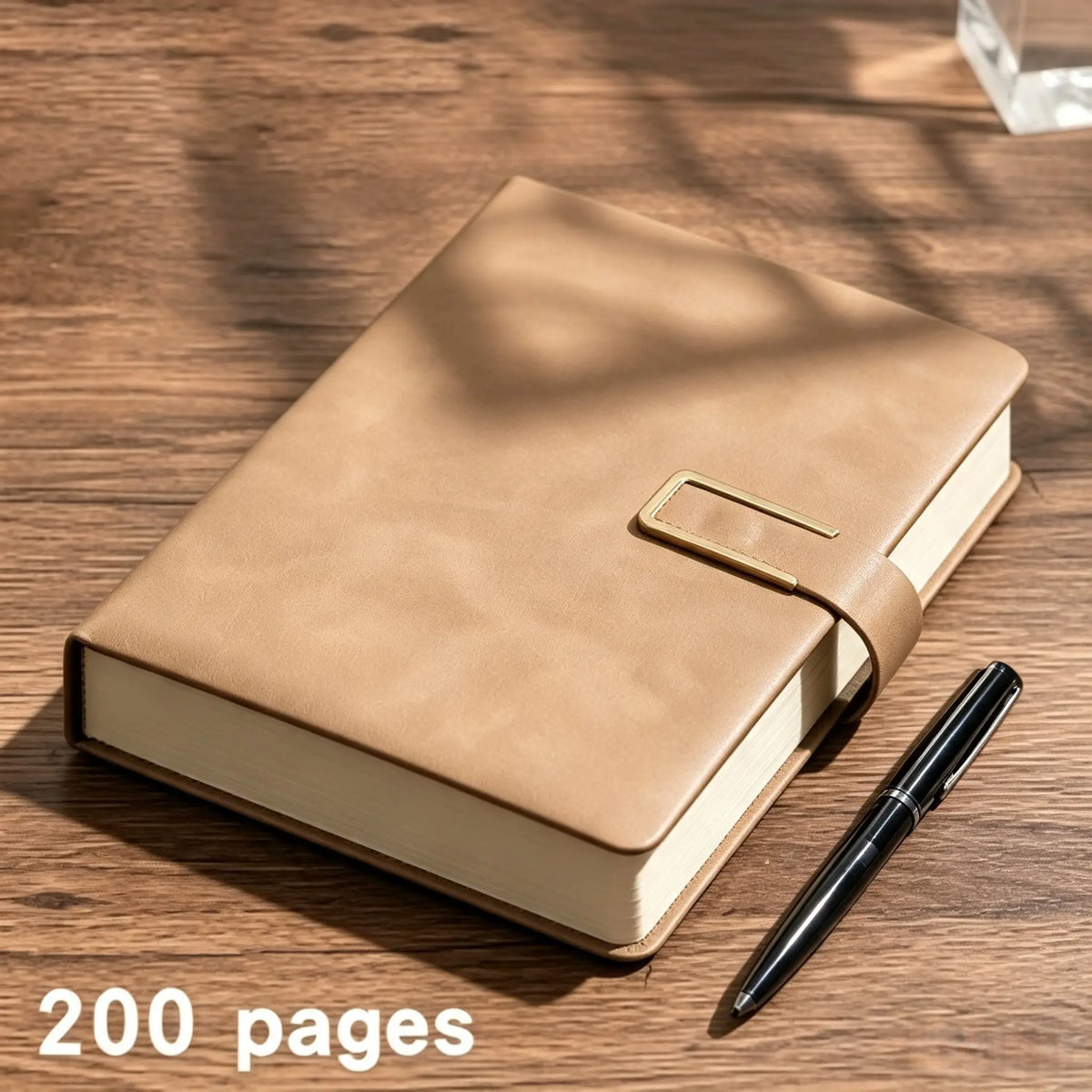 [Back to School Must-Have]A5 Premium PU Leather Hardcover Notebook with Buckle Closure, 200 Thick Pages Business Journal, Professional Writing Diary for School, Office, Meetings & Travel