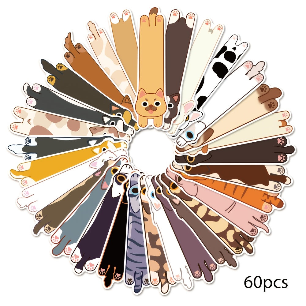 30/60pcs Cat and Dog Bookmarks, Simple and Artistic English Decorative Book Clips for Students' Book Reading Stationery and Record Keeping