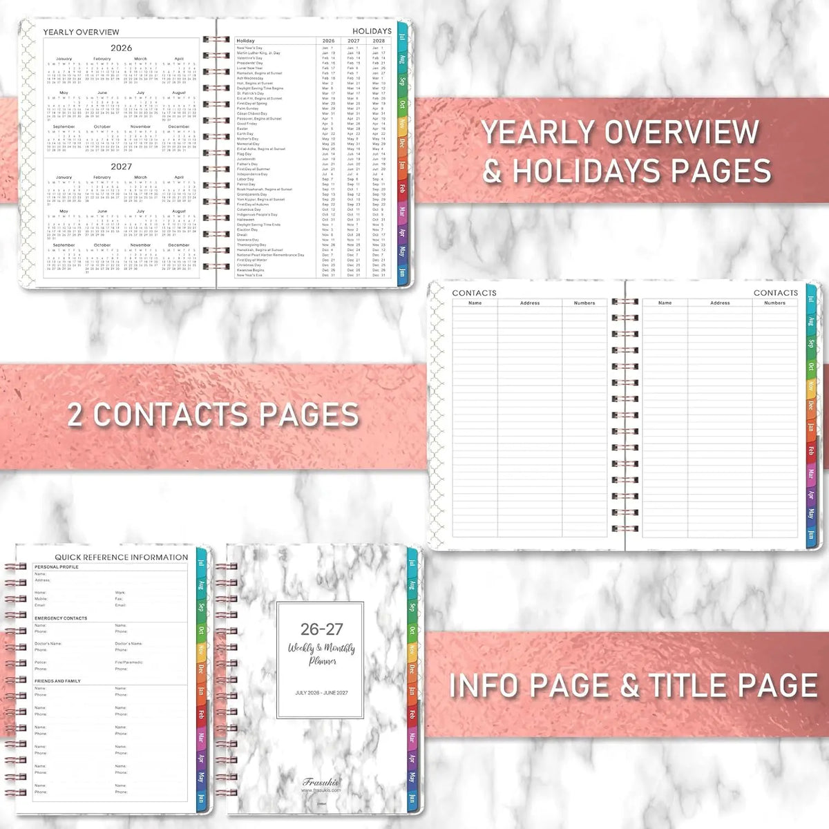 2026-2027 Planner - Academic Planner Weekly and Monthly, July 2026 - June 2027 for 12 Months, 8.43" x 6.3", Planners 2026-2027 Weekly and Monthly with Tabs, Pocket