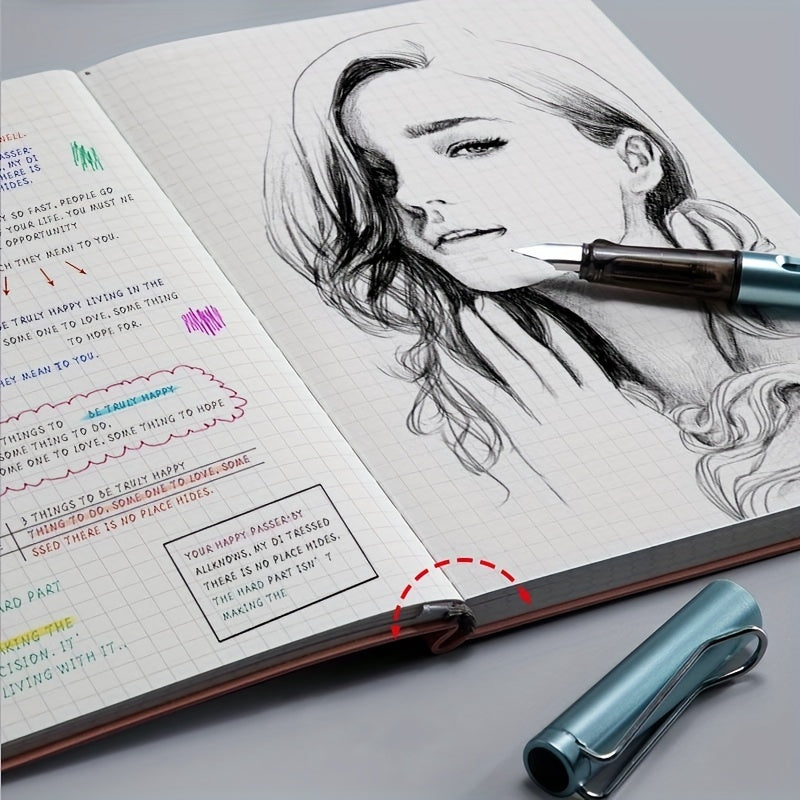 4pcs A5 Grid Notebooks Personal Organizers - Faux Leather Hard Cover, College Ruled Grid Pages, Art Journal, for Note-Taking, Sketching And Ning