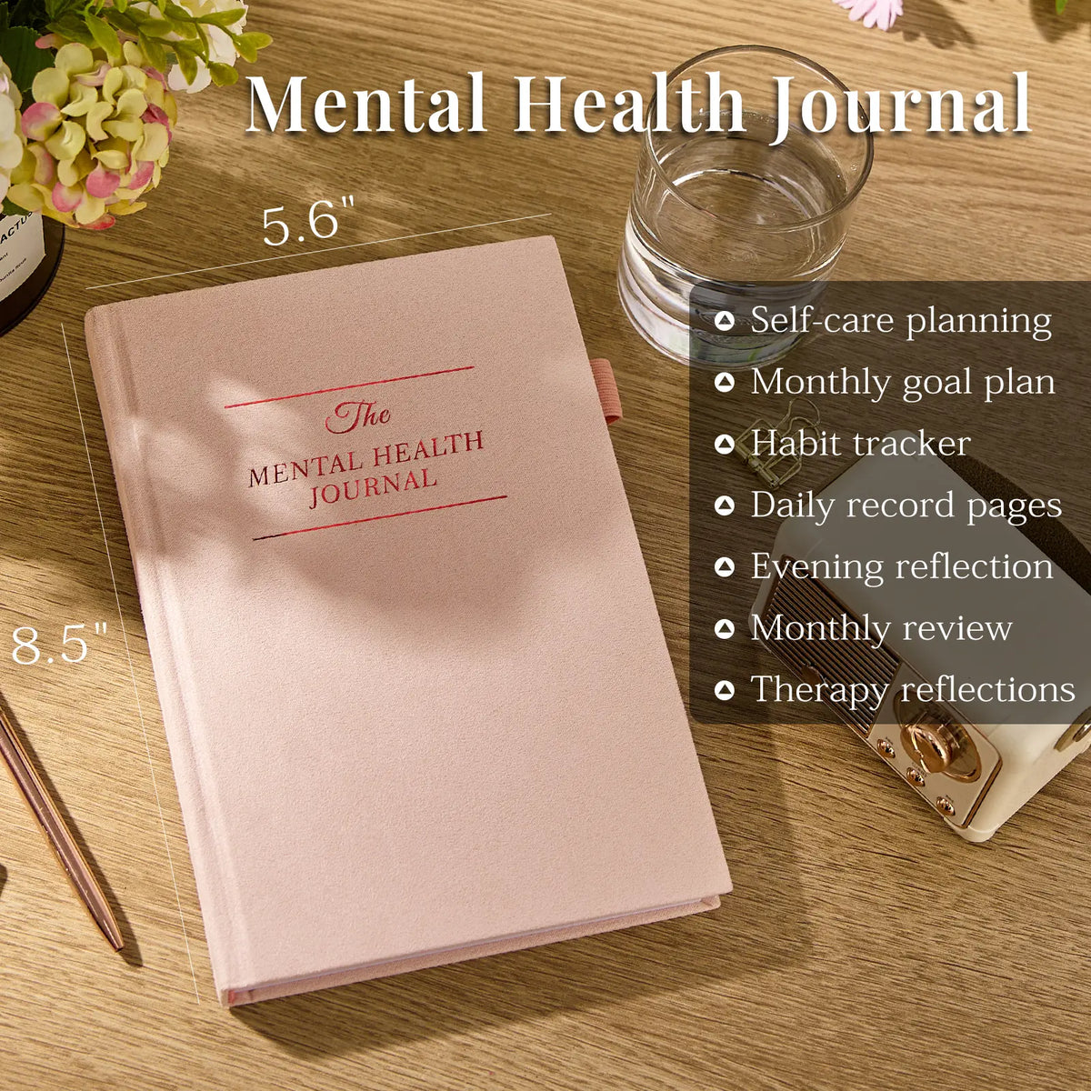 Mental Health Journal, Anxiety & Guided Journal for Women (A5 Size)- (Pink)