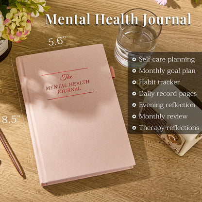 Mental Health Journal, Anxiety & Guided Journal for Women (A5 Size)- (Pink)