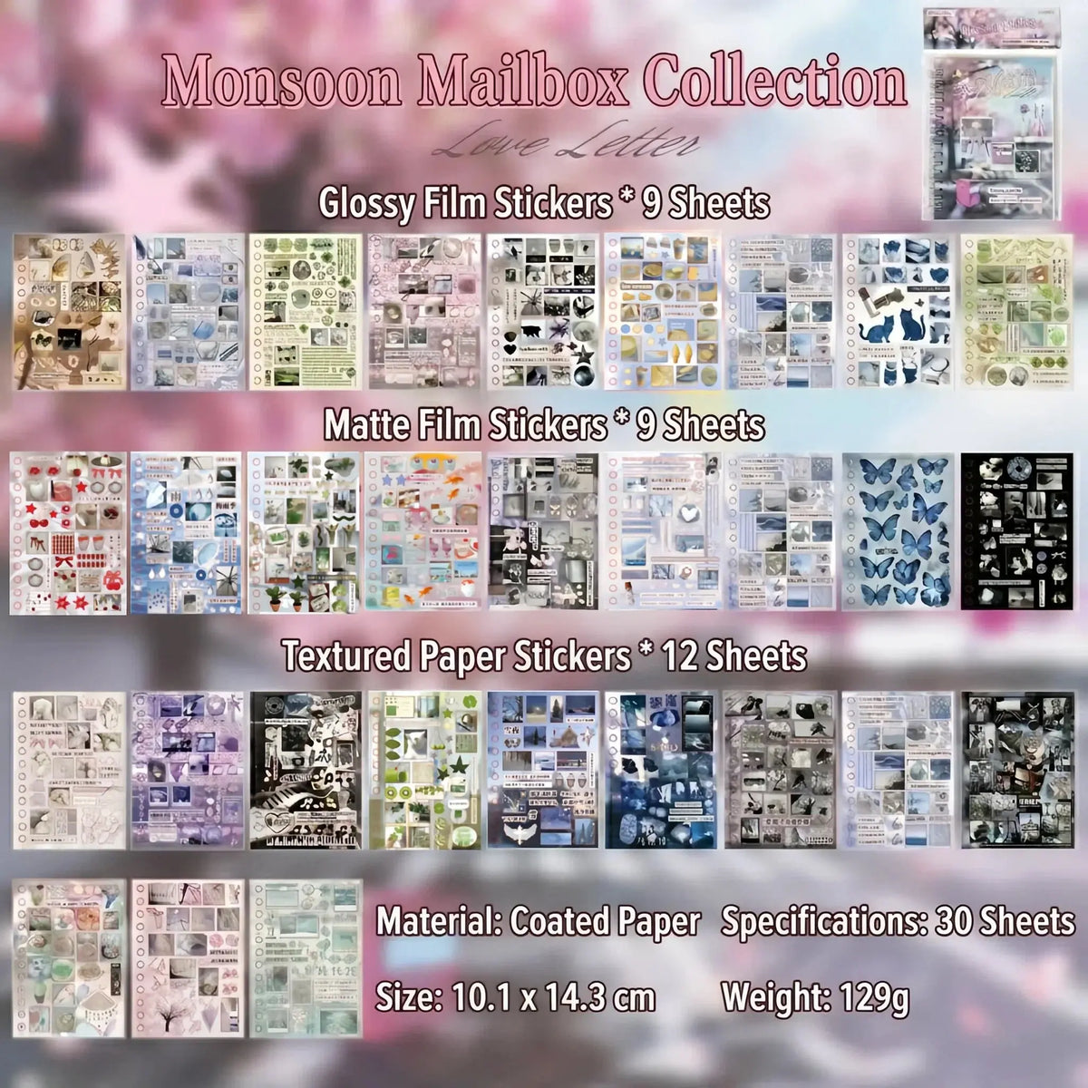 2 Styles 30 Sheets Dreamcore Aesthetic Sticker Book – Frutiger Aero Die-Cut Glossy Matte Textured Stickers for Journaling, Scrapbooking, Collage Art & INS Softcore Decor Premium Coated Paper Dreamy Spread