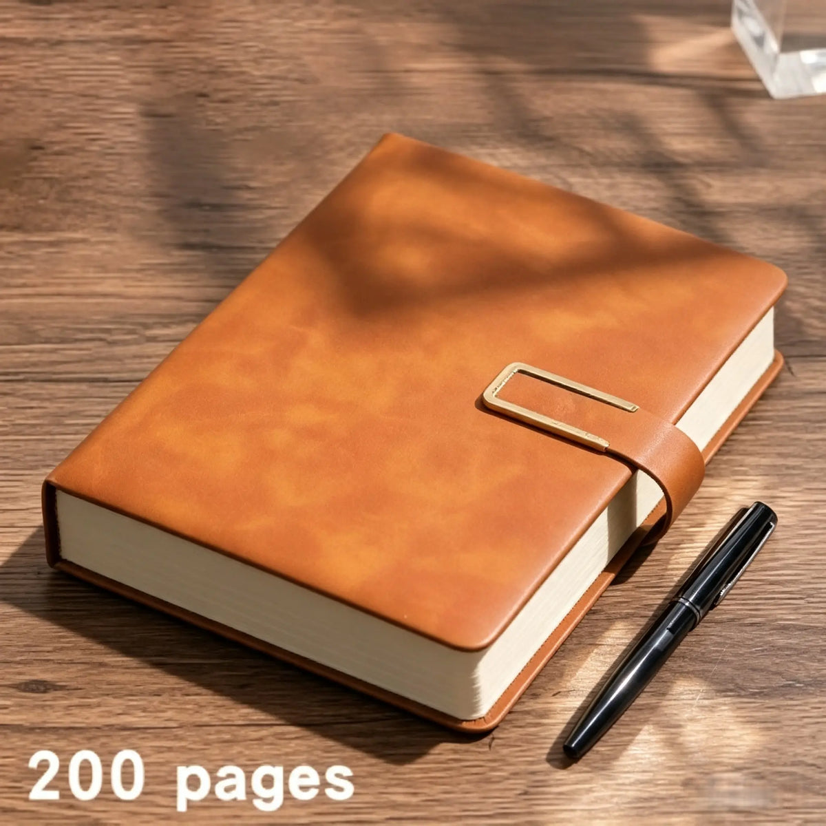 [Back to School Must-Have]A5 Premium PU Leather Hardcover Notebook with Buckle Closure, 200 Thick Pages Business Journal, Professional Writing Diary for School, Office, Meetings & Travel
