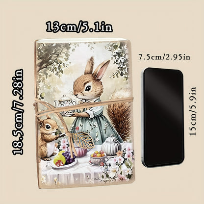 1/4pcs,A5,80pages,animal tea party notebook,squirrel party sketchbook with tie lanyard journal,Little Bear Fox Drawing notebook,blank diary,Stationery notebook,Planner,Travel diary,Office supplies,school supplies,Perfect Gift,back to school