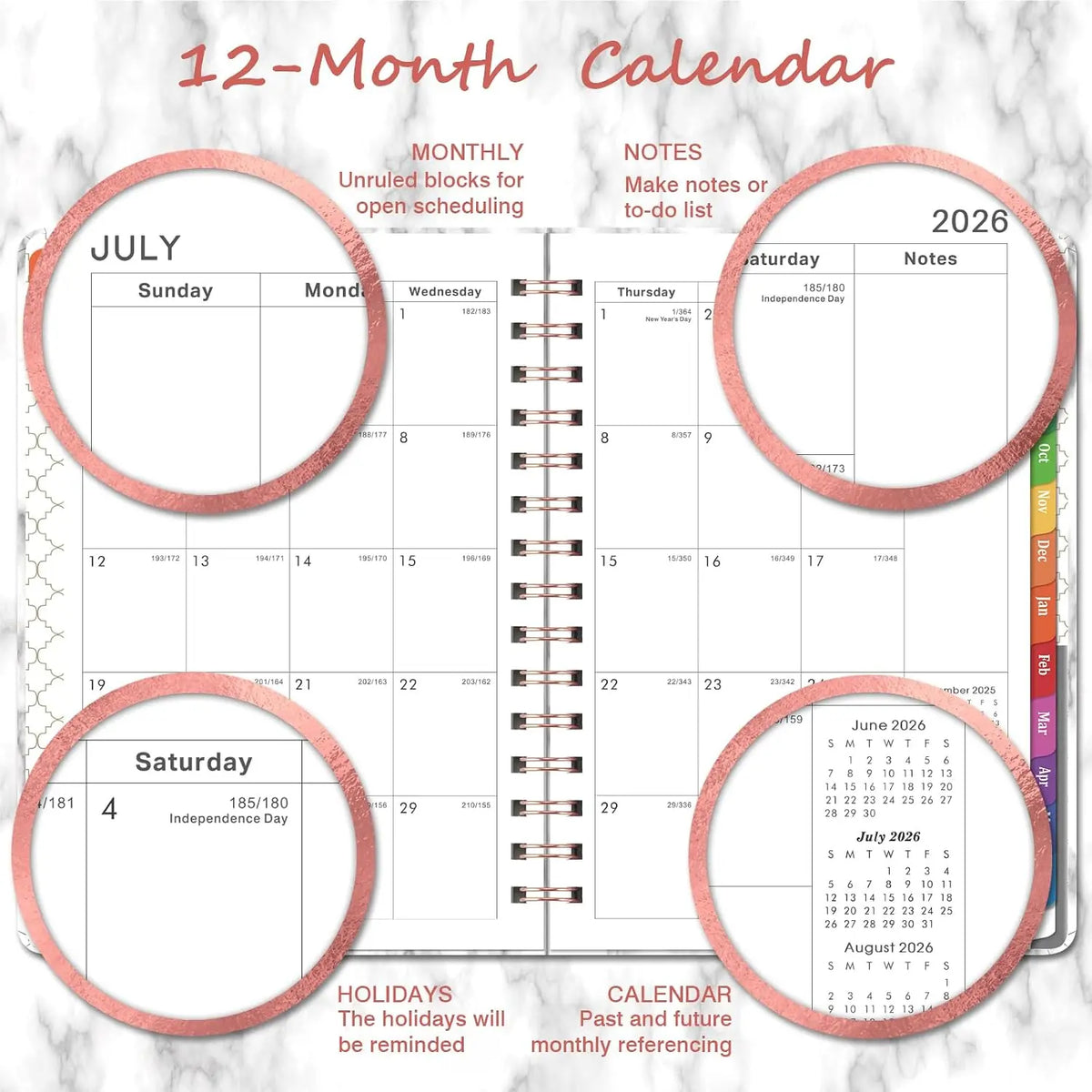 2026-2027 Planner - Academic Planner Weekly and Monthly, July 2026 - June 2027 for 12 Months, 8.43" x 6.3", Planners 2026-2027 Weekly and Monthly with Tabs, Pocket