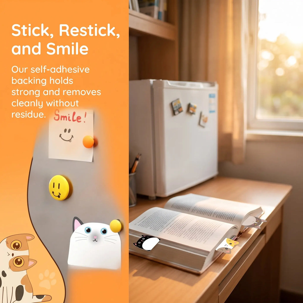 [Back to School]Cute Sticky Notes, 12/24 Pack Sticky Notes Kawaii Animals Shape Markers Flags Fun Sticky Notes Cute Notepads Sticky Note Pads Office Supplies for Office Home Students Roommates Tab Gifts Sticky Labels Sticky Notes Set-MM1