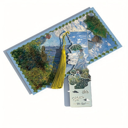 A Vintage Metal Bookmark Featuring an Oil Painting Style, Perfect for Holding Manuals And Books. It'S an Ideal Graduation Gift for Students, Useful Office Stationery