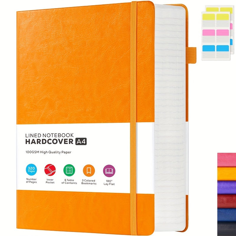 A4 Lined Journal Notebook, 320 Pages Large College Ruled Notebook, Hardcover Faux Leather Notebook with 100Gsm Thick Pages for Writing Women, Professional Business Notebook, 8.5 X 11In, Back to School