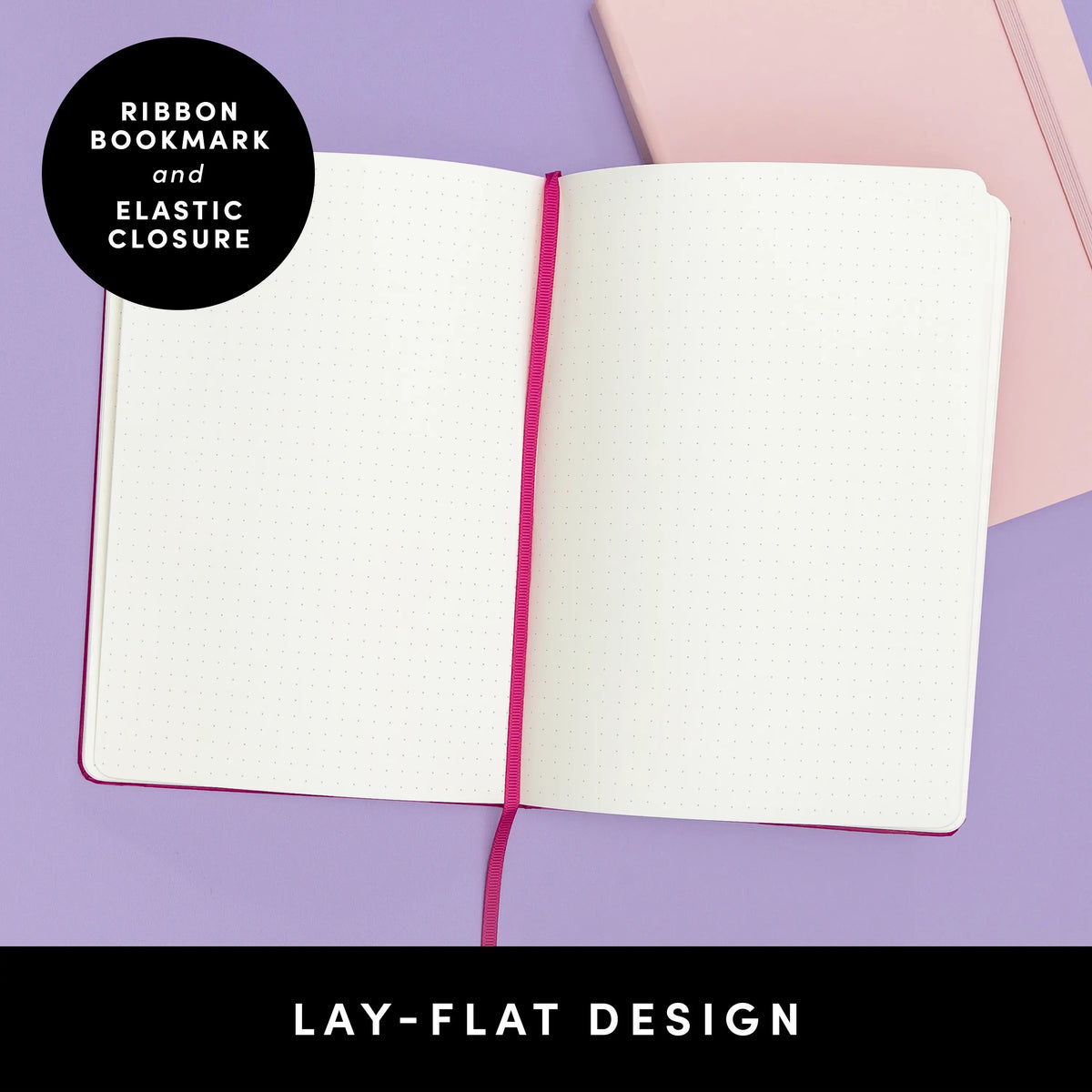 PAPERAGE Thread Bound Dotted Page Hardcover Bullet Journal Notebook - Faux Leather Cover, 100GSM Penready Thick Paper, 160 Pages, 5.6"x8" Portable, Elastic Band, Inner Pocket, Sticker Labels, Blank Journal, Office Stationery for Students