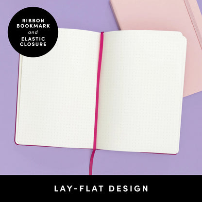 PAPERAGE Thread Bound Dotted Page Hardcover Bullet Journal Notebook - Faux Leather Cover, 100GSM Penready Thick Paper, 160 Pages, 5.6"x8" Portable, Elastic Band, Inner Pocket, Sticker Labels, Blank Journal, Office Stationery for Students