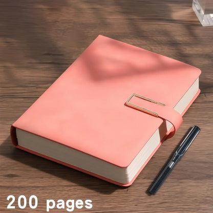 [Back to School Must-Have]A5 Premium PU Leather Hardcover Notebook with Buckle Closure, 200 Thick Pages Business Journal, Professional Writing Diary for School, Office, Meetings & Travel