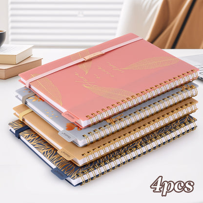 1pc/4pcs, A5/A6, 160Pages, Coil Spiral Notebook, PP Study Planner, Multi-Color Journal, Budget Book, Stationery, Teacher Supplies, Office Supplies, Back to School