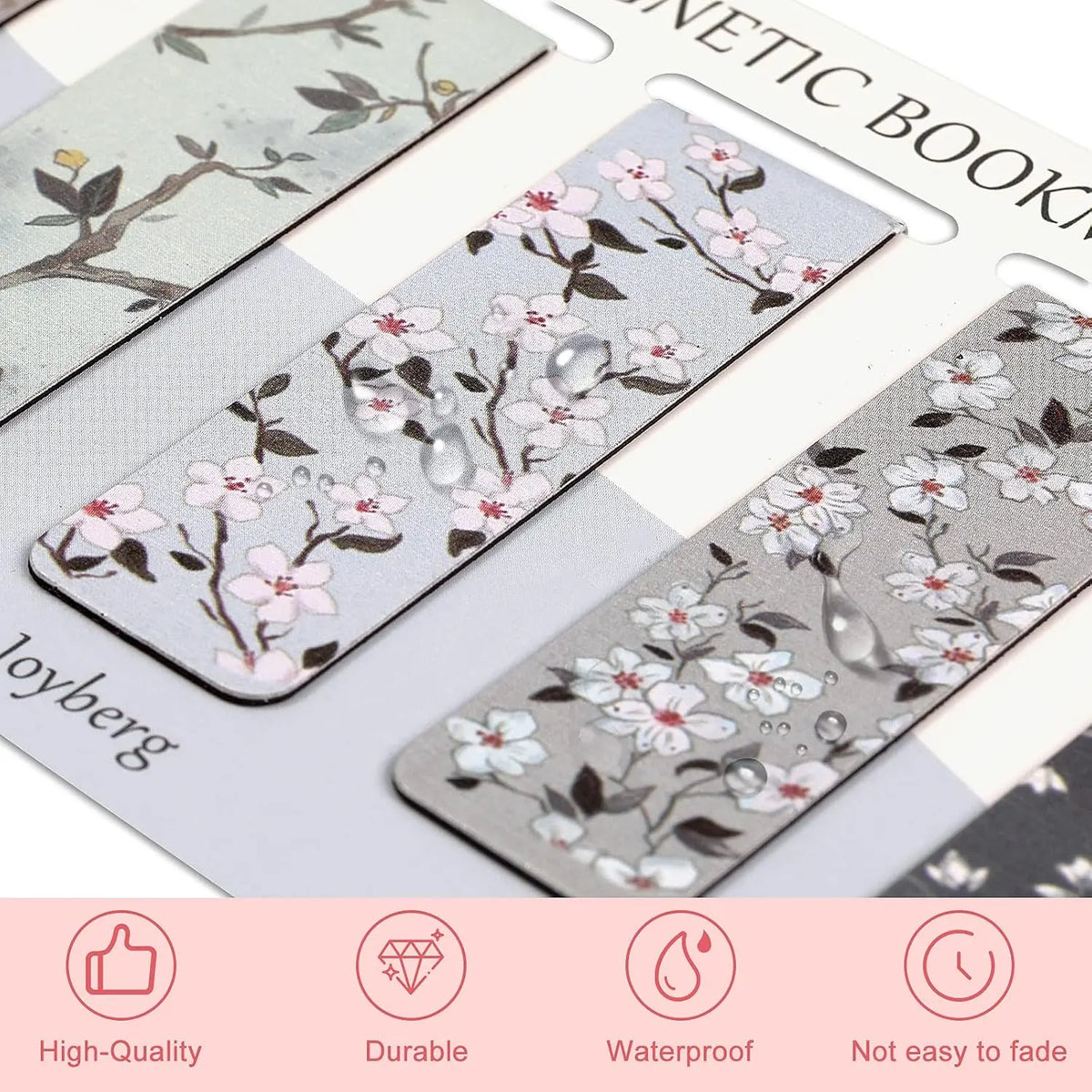 Floral Style Magnetic Bookmarks, 15-Piece Office Stationery Page Markers for Students & Teachers