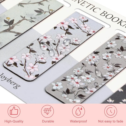 Floral Style Magnetic Bookmarks, 15-Piece Office Stationery Page Markers for Students & Teachers