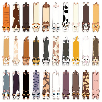 30/60pcs Cat and Dog Bookmarks, Simple and Artistic English Decorative Book Clips for Students' Book Reading Stationery and Record Keeping