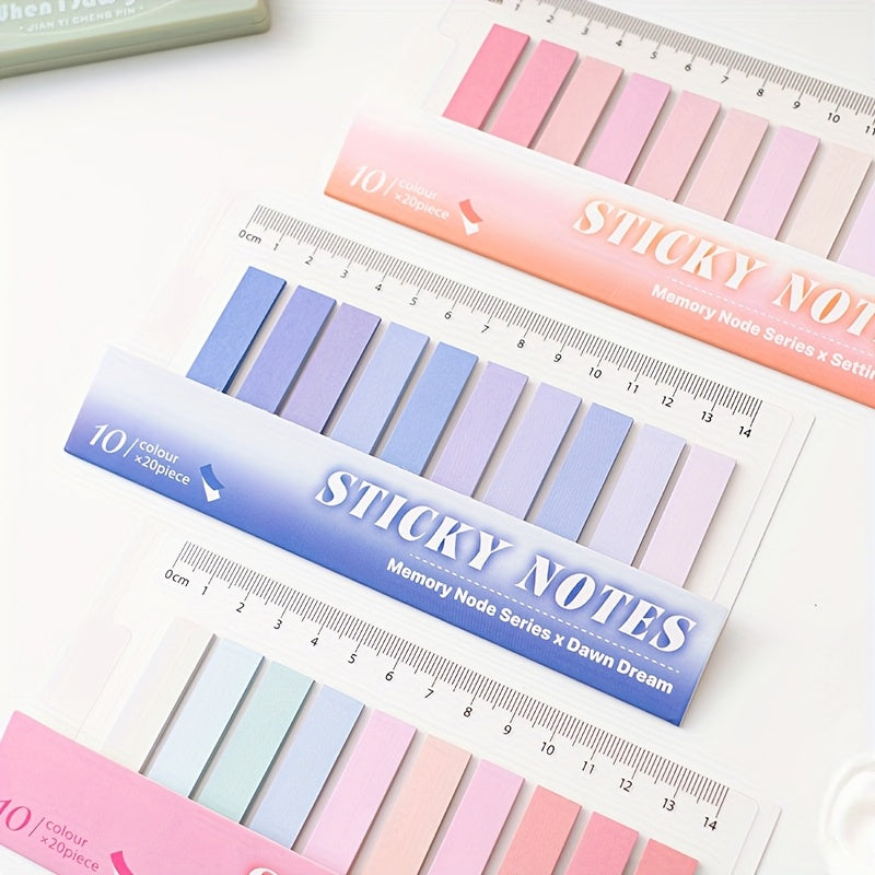 Colorful Index Sticky Notes, Writable Marking Stickers, High-Value Classification Labels, Ins-Style Sticky Notes with Loose-Leaf Ruler