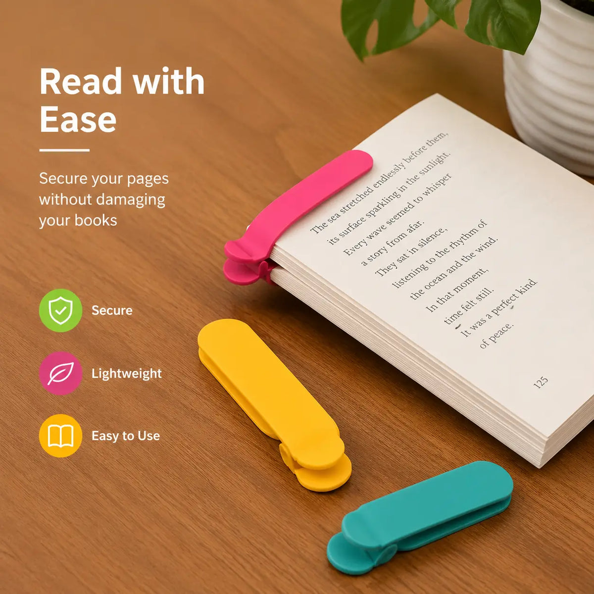 Set of 3 Flexible Silicone Bookmarks with Smooth-Glide Clipping Mechanism – Lightweight, Non-Slip, Page-Safe Reading Aids for Adults, Teens, and Children – Ideal for Novels, Textbooks, Journals, and Gift Sets