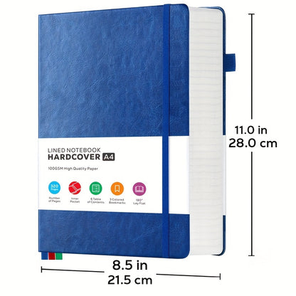 A4 Lined Journal Notebook, 320 Pages Large College Ruled Notebook, Hardcover Faux Leather Notebook with 100Gsm Thick Pages for Writing Women, Professional Business Notebook, 8.5 X 11In, Back to School