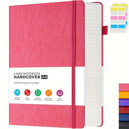 A4 Lined Journal Notebook, 320 Pages Large College Ruled Notebook, Hardcover Faux Leather Notebook with 100Gsm Thick Pages for Writing Women, Professional Business Notebook, 8.5 X 11In, Back to School