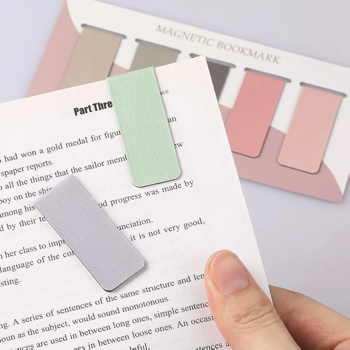 Magnetic Bookmarks, 15-Piece Durable Paper & Metal Colorful Set with Powerful Magnets - 5 cm Whole-Side Magnet, Resist Wear and Tear, Prevent Falling Off Books, Stay Organized Office Stationery (Misty, Ocean, Emerald), Students