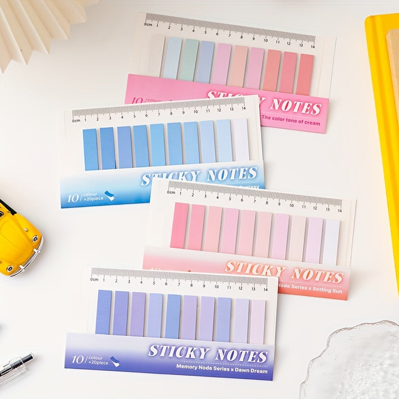 Colorful Index Sticky Notes, Writable Marking Stickers, High-Value Classification Labels, Ins-Style Sticky Notes with Loose-Leaf Ruler