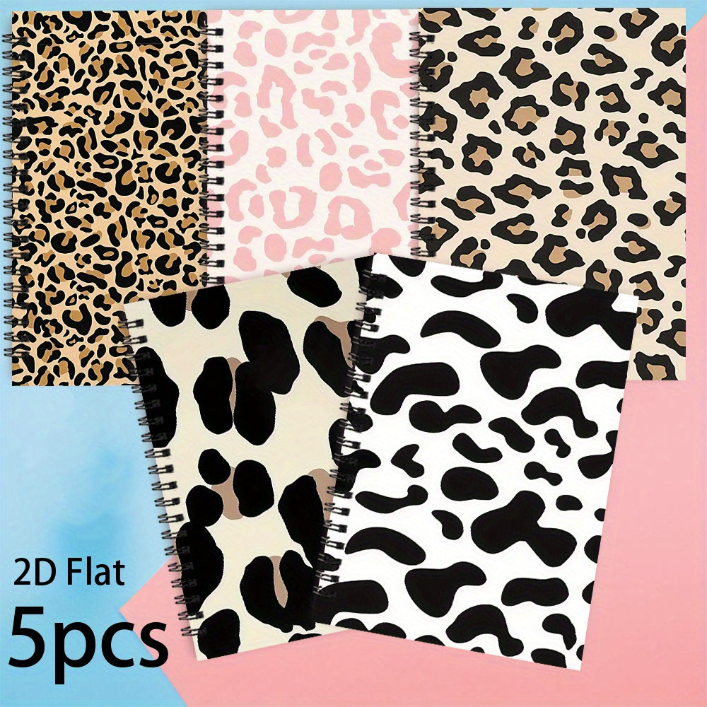 Set of 5 Premium Spiral Notebooks, Ideal for Everyday Office Tasks, Measuring 5.5 X 8.3 Inches, Featuring 50 Pages And a Stylish Animal-Themed Cover, Perfect for Any Occasion