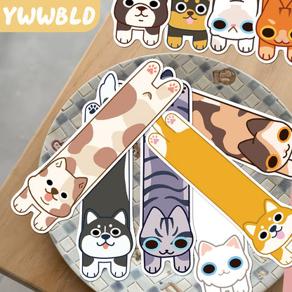 30/60pcs Cat and Dog Bookmarks, Simple and Artistic English Decorative Book Clips for Students' Book Reading Stationery and Record Keeping