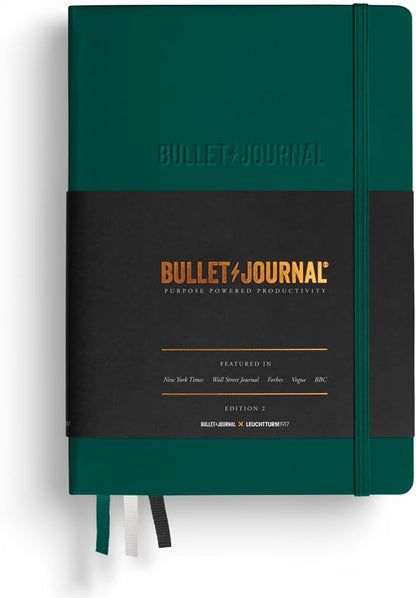 LEUCHTTURM1917 368952 Bullet Journal Edition 2 Green23, Medium A5, Hardcover, 206 Numbered Pages,Dotted
