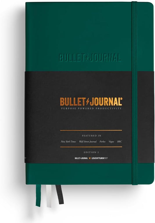 LEUCHTTURM1917 368952 Bullet Journal Edition 2 Green23, Medium A5, Hardcover, 206 Numbered Pages,Dotted