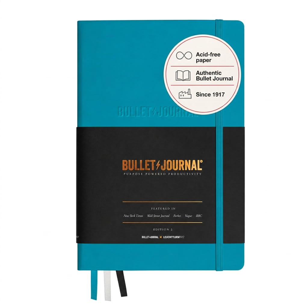 LEUCHTTURM1917 368952 Bullet Journal Edition 2 Green23, Medium A5, Hardcover, 206 Numbered Pages,Dotted