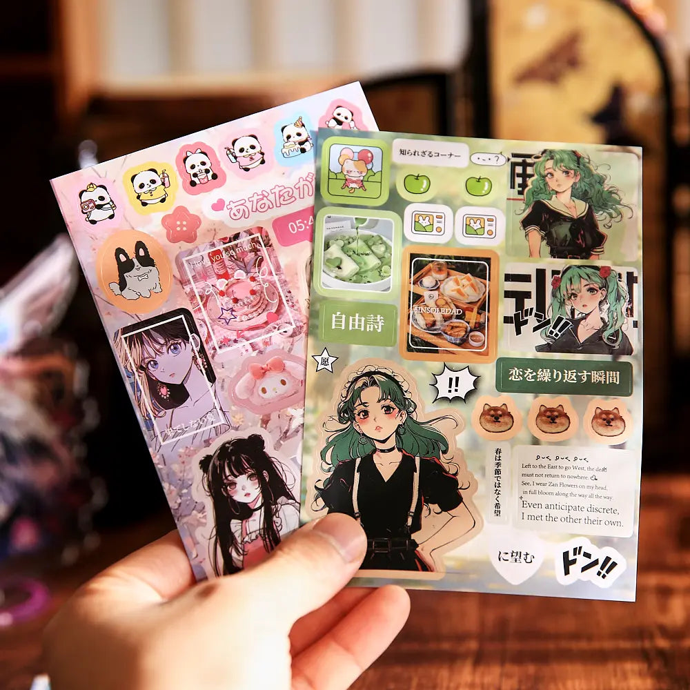 Japanese PET Sticker Packs, Pre-Cut 45-Sheet Sticker Book with 800+ Pcs, Office Stationery for DIY Journal & Scrapbooking Supplies